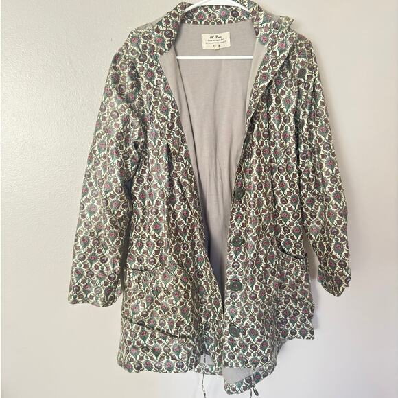Avoca-Rain Jacket-Floral-Size 2- Removable Hood-Buttons - Picture 1 of 5